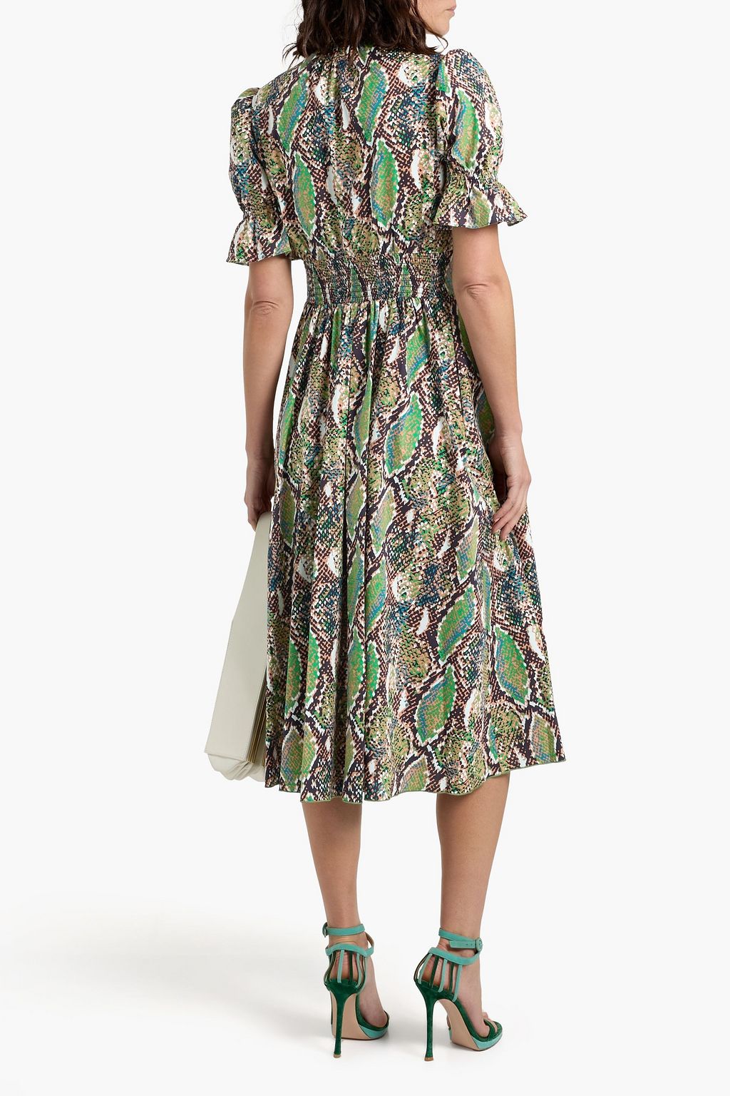 DIANE VON FURSTENBERG Erica snake-print cotton-blend poplin midi dress