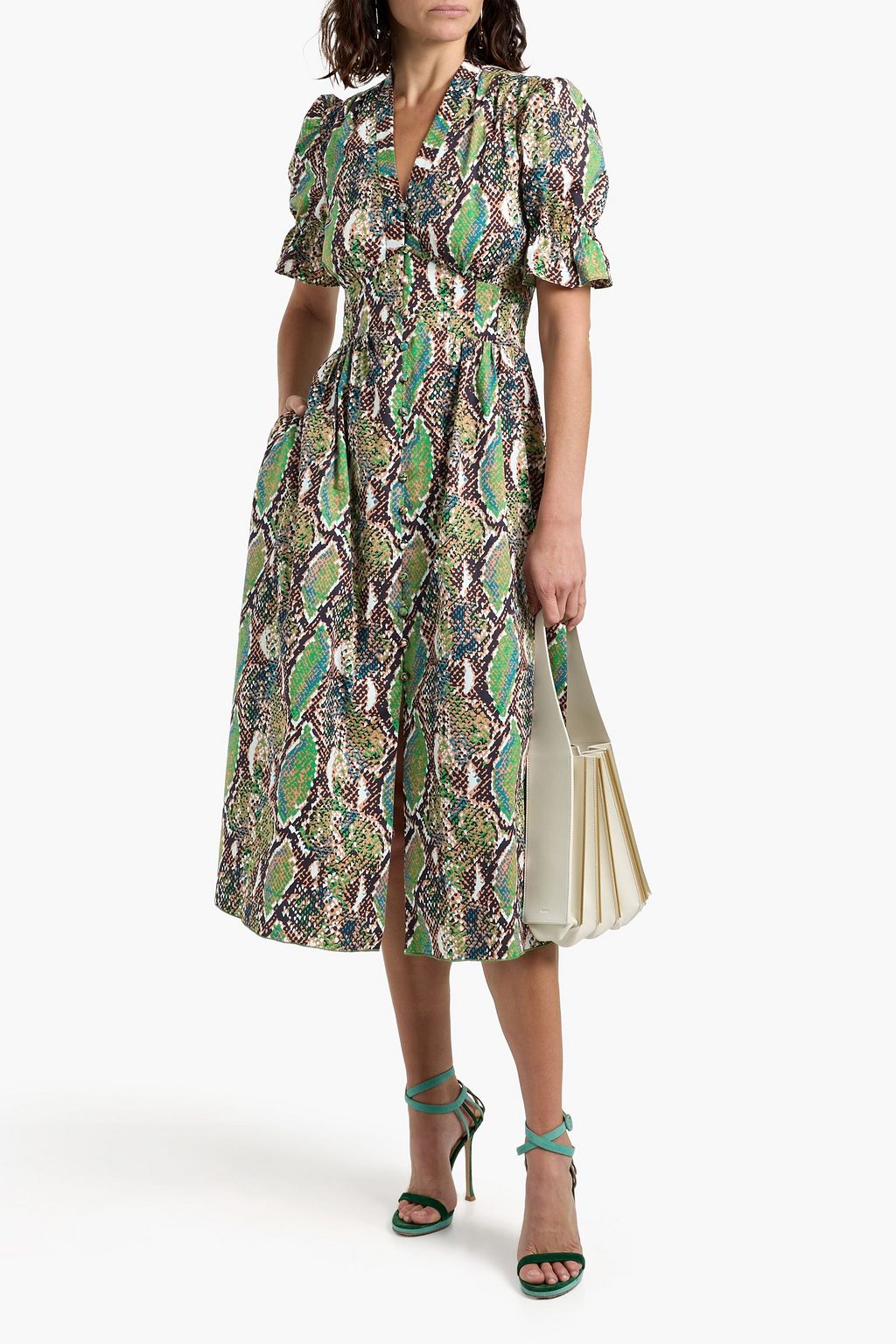 DIANE VON FURSTENBERG Erica snake-print cotton-blend poplin midi dress