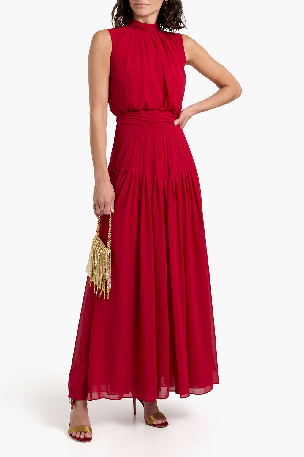 DIANE VON FURSTENBERG Menon pleated crepe de chine maxi dress