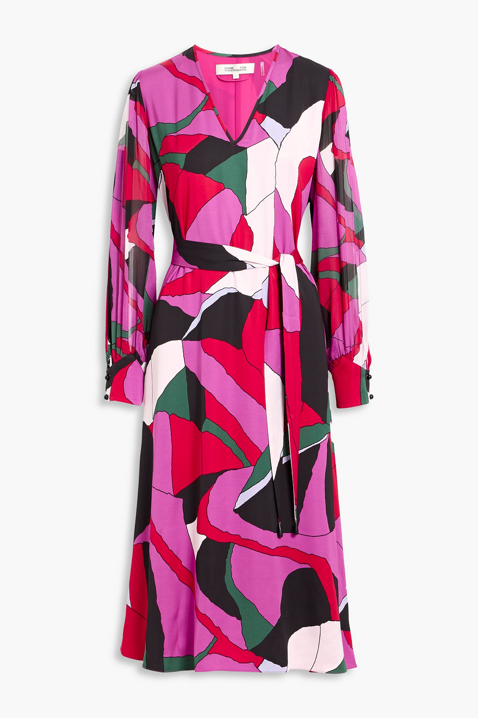 Diane Von Furstenberg Abel Printed Satin Midi Dress In Purple