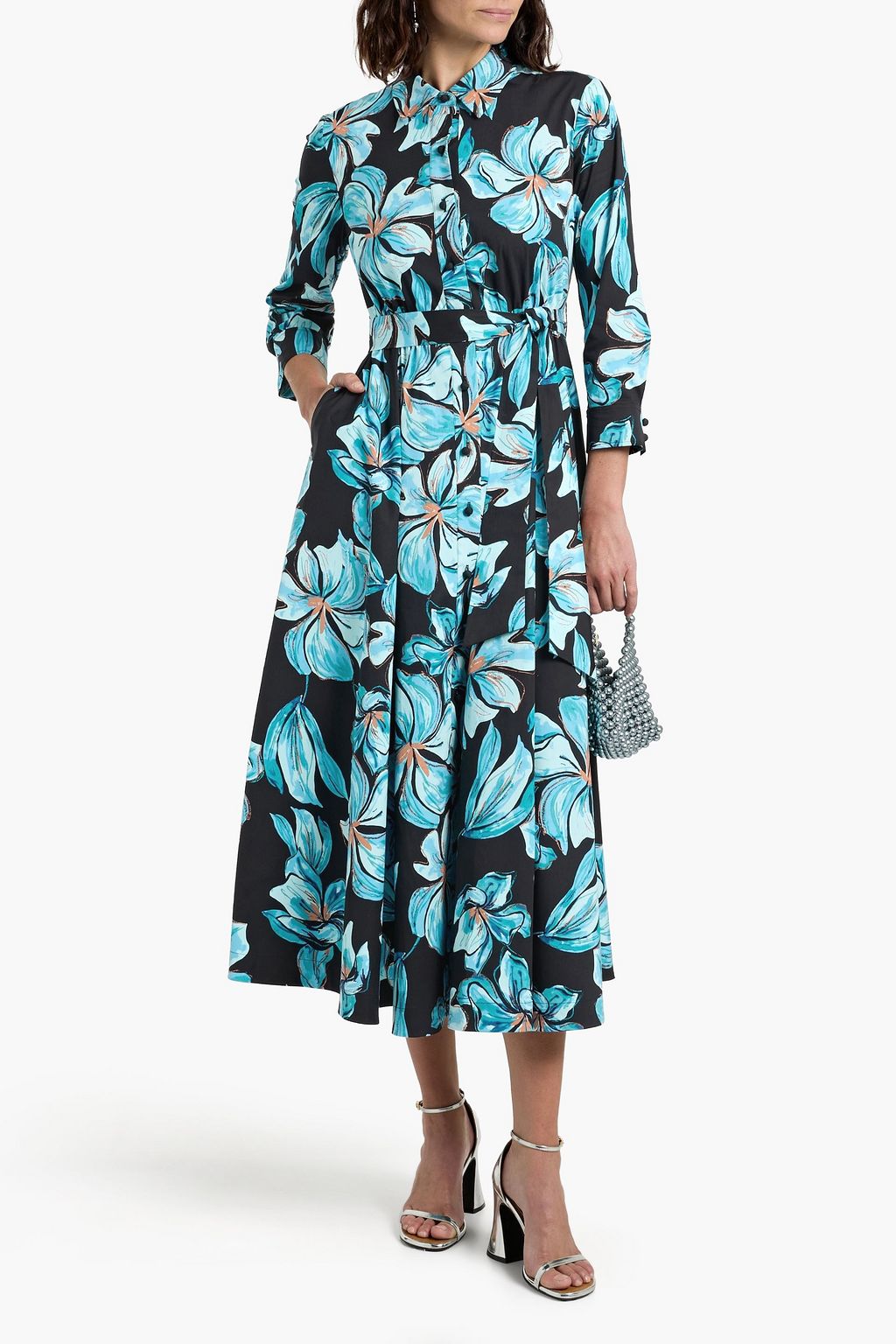 DIANE VON FURSTENBERG Blaine floral-print cotton-blend poplin midi shirt dress