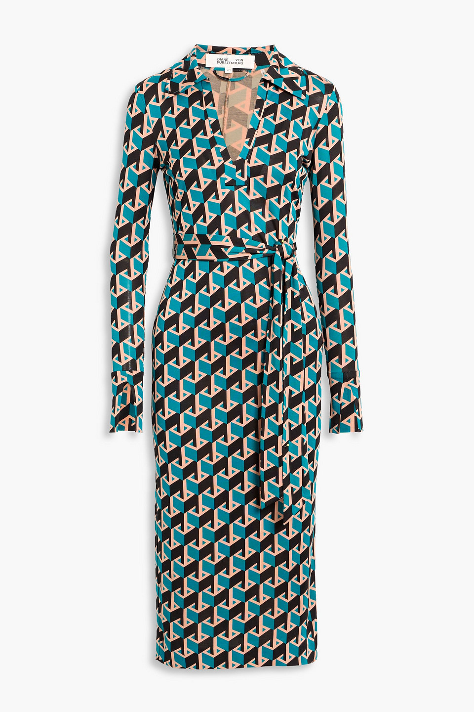 Diane Von Furstenberg Bianco Printed Stretch-jersey Midi Dress In Blue
