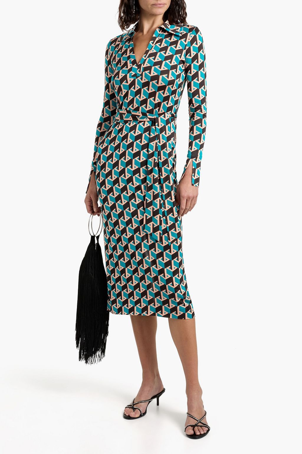 DIANE VON FURSTENBERG Bianco printed stretch-jersey midi dress