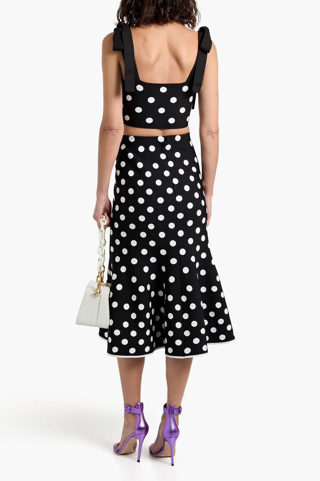 CAROLINA HERRERA Polka-dot intarsia-knit midi skirt