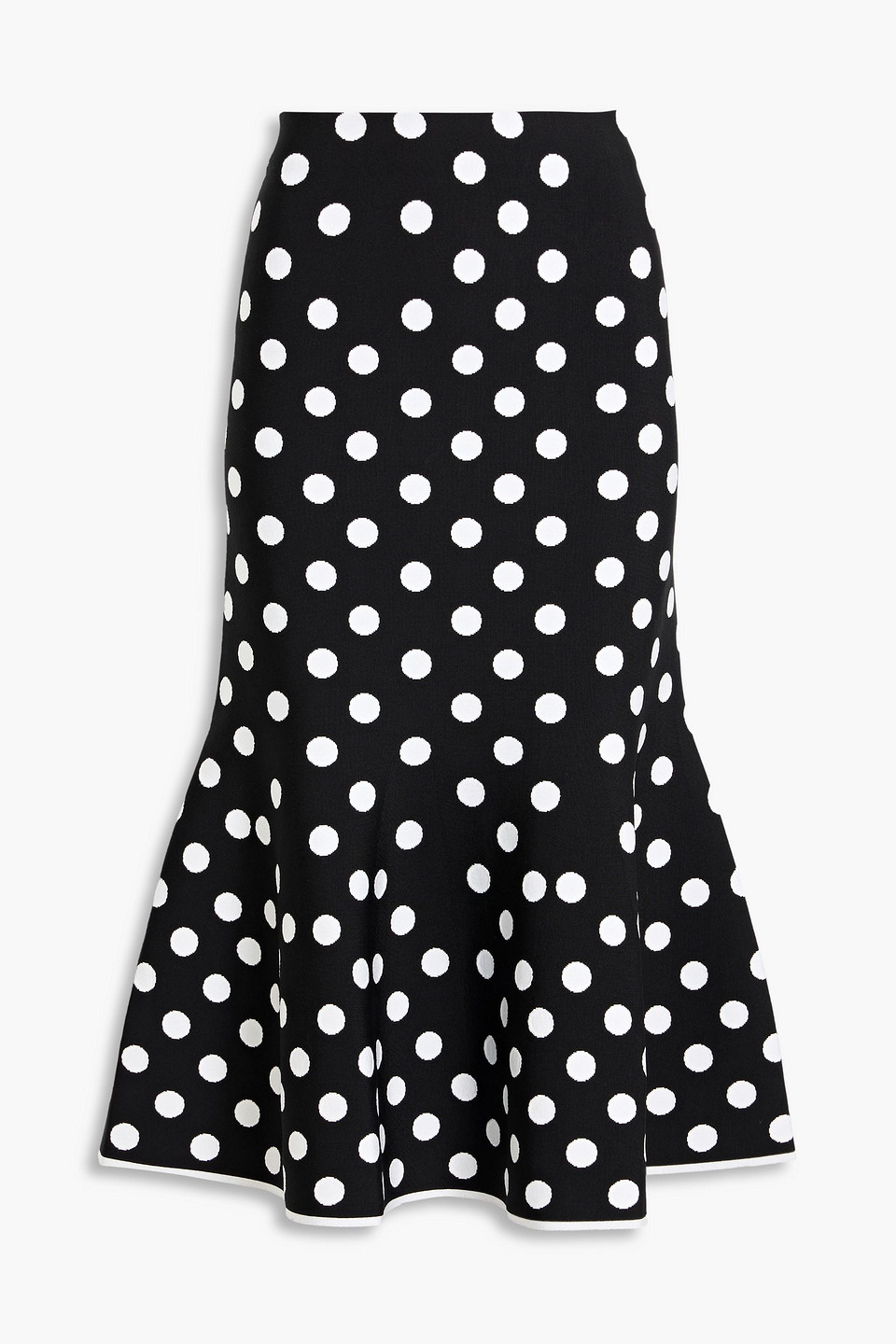 Carolina Herrera Polka-dot Intarsia-knit Midi Skirt In Black