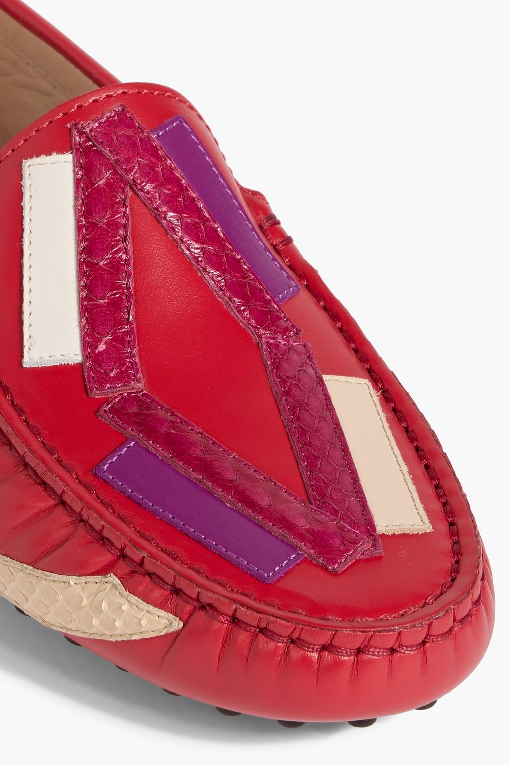 TOD'S Gommino smooth and croc-effect leather loafers