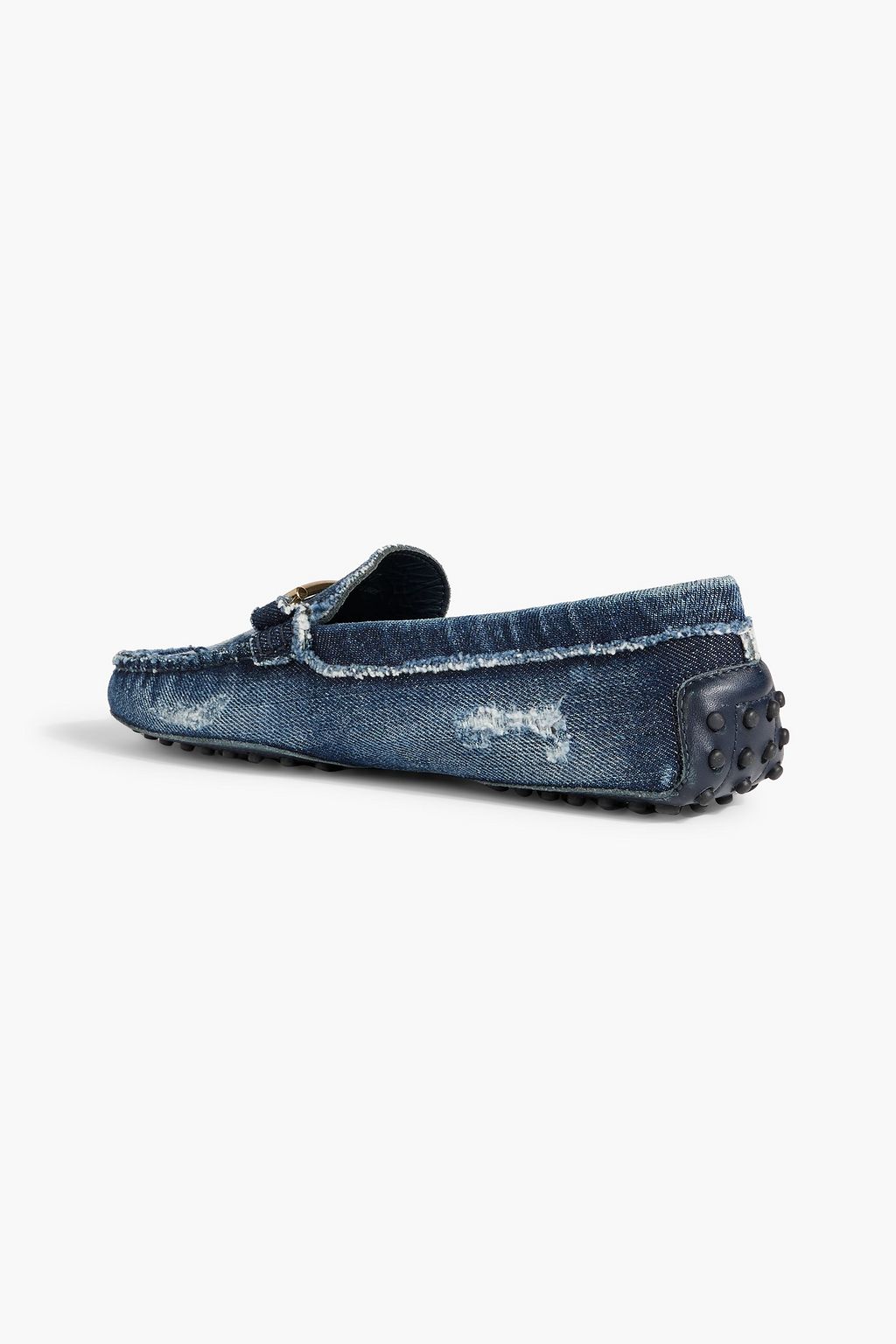 TOD'S Double T distressed denim loafers