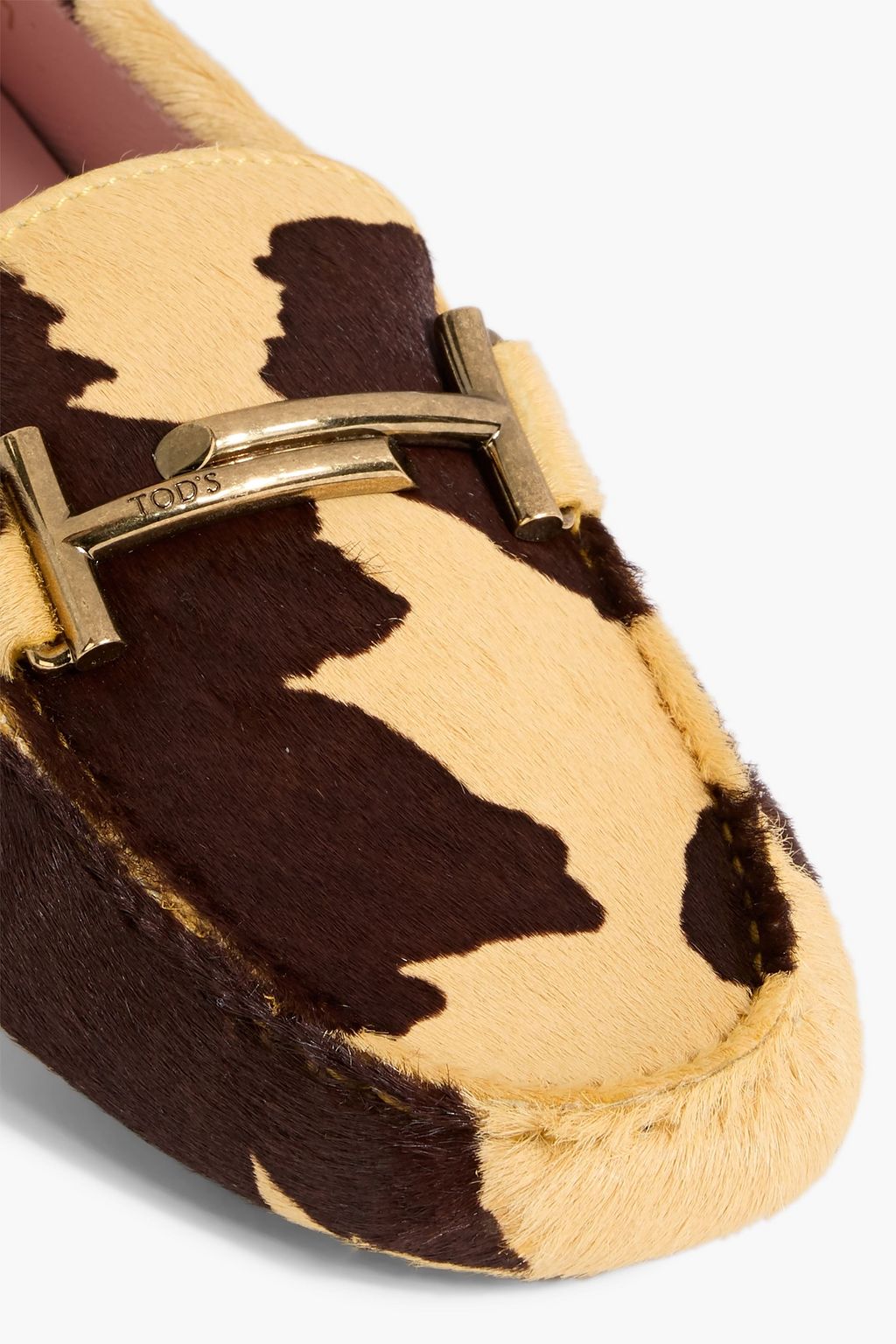 TOD'S Double T printed calf hair loafers