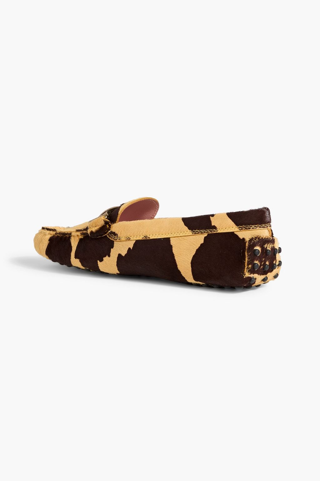 TOD'S Double T printed calf hair loafers