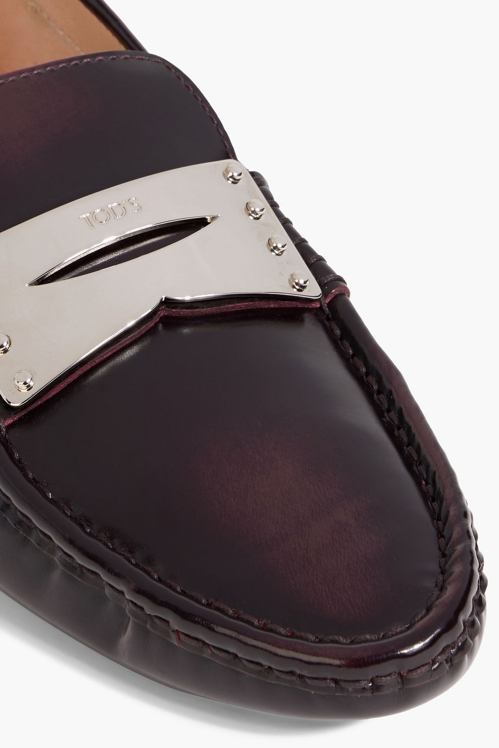 TOD'S Gommino embellished glossed-leather loafers