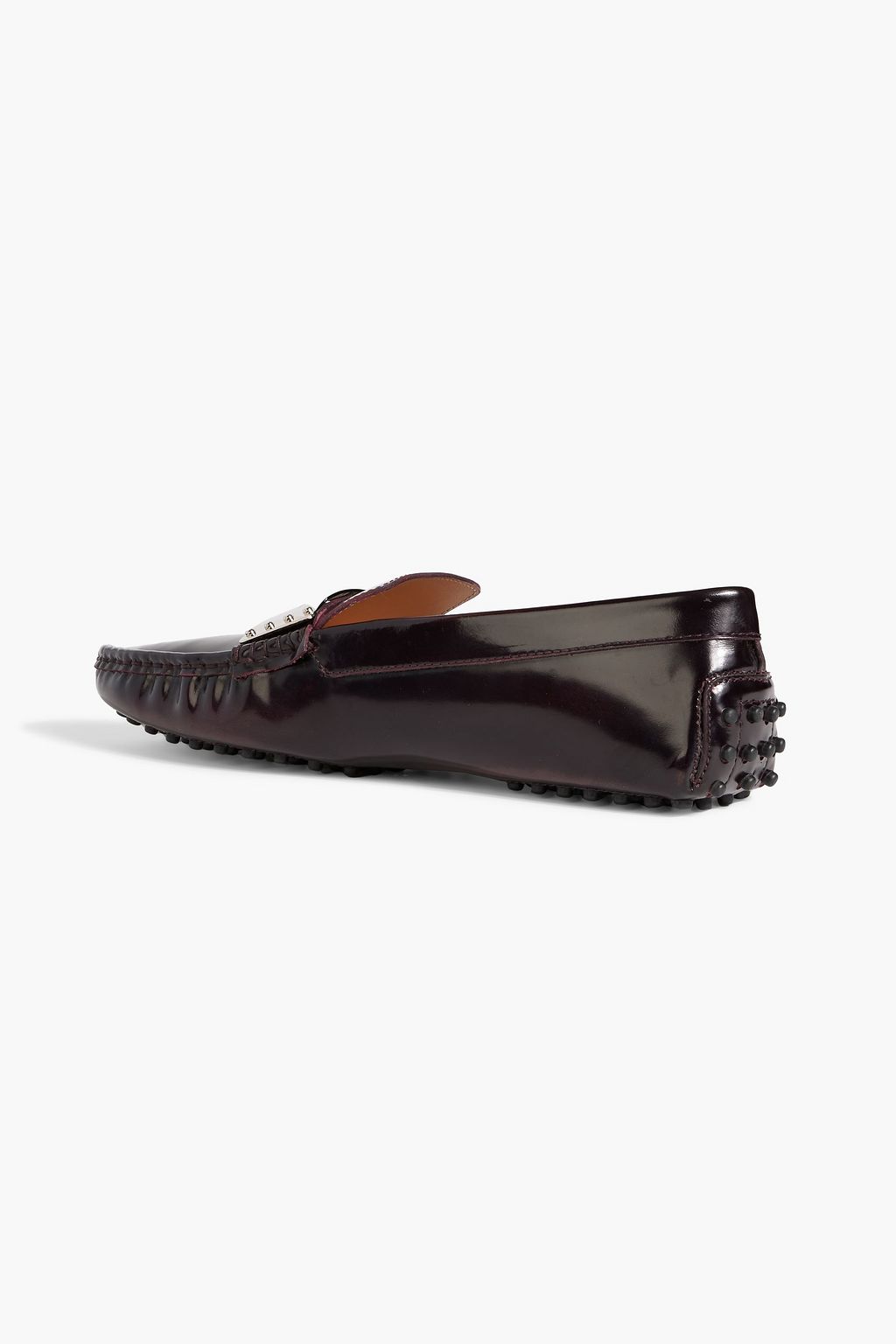 TOD'S Gommino embellished glossed-leather loafers