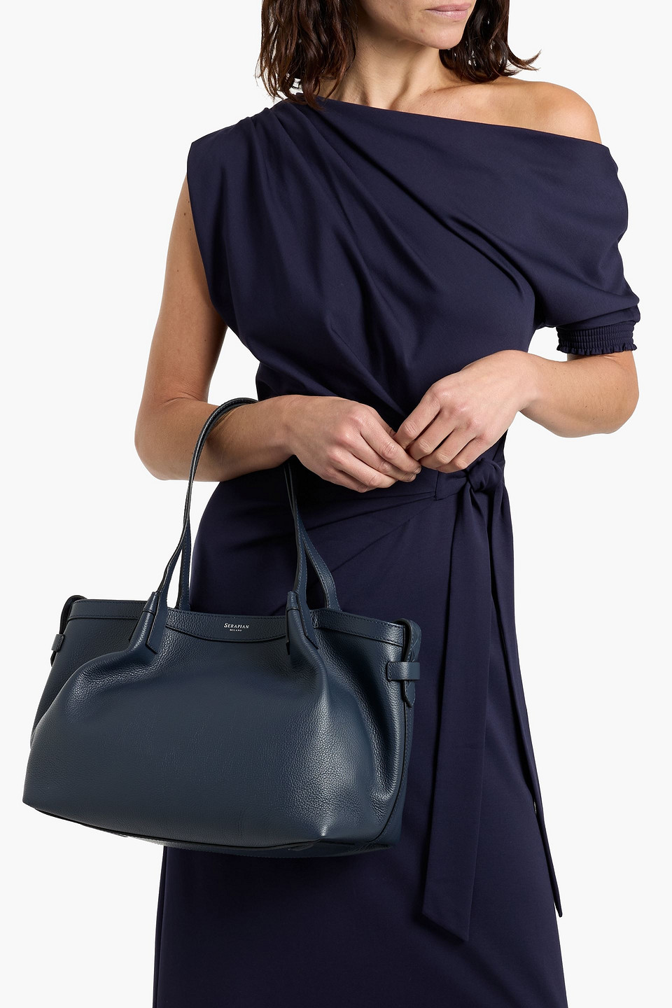 Serapian Secret Rugiada Pebbled-leather Tote In Blue