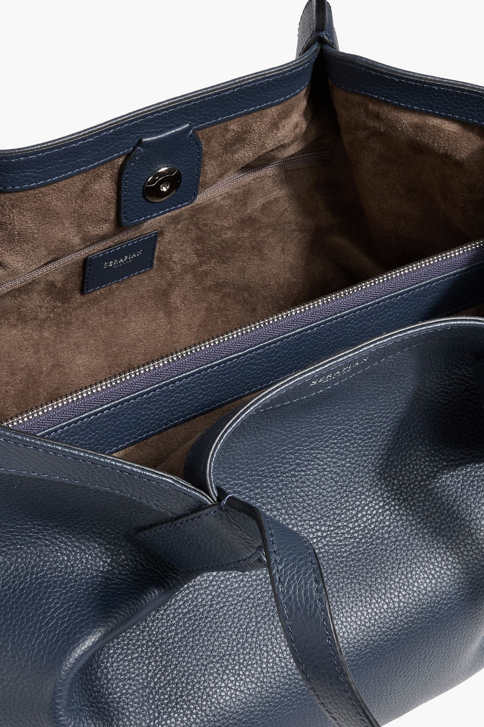 Serapian Secret Rugiada Pebbled-leather Tote In Blue