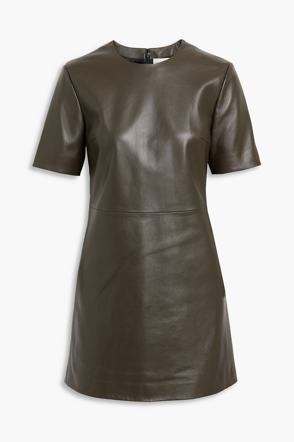 Veronica De Piante Tabitha Leather Mini Dress In Brown