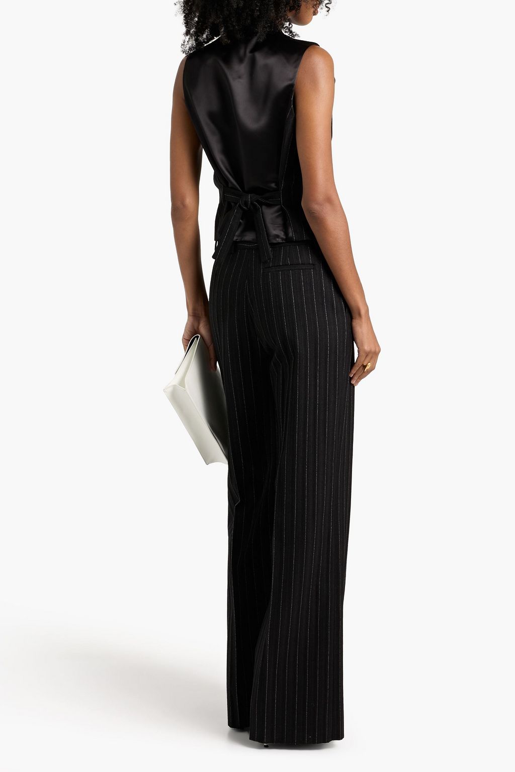 VERONICA DE PIANTE Lyla pinstriped wool and satin vest