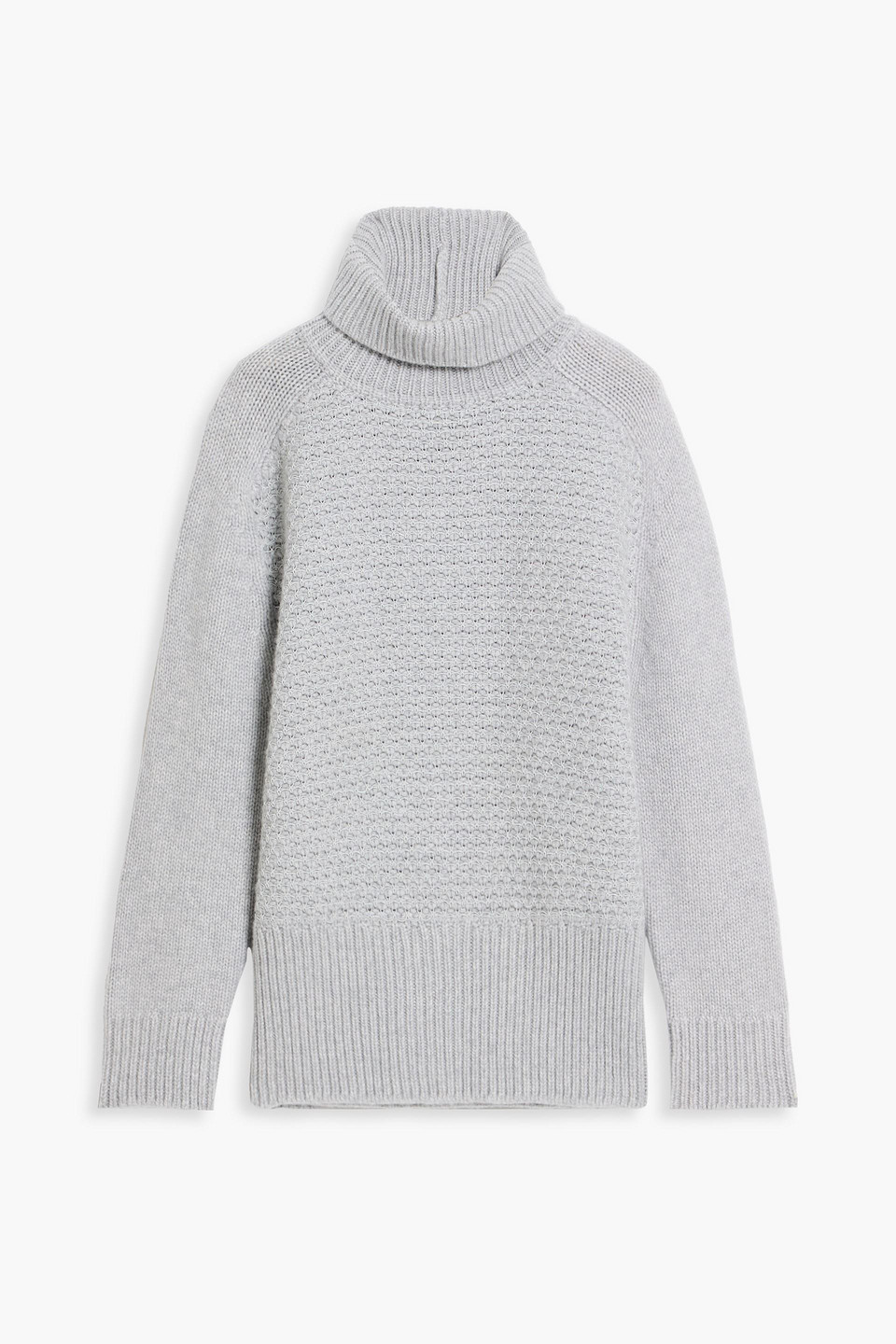 Veronica De Piante Francoise Textured-knit Cashmere Turtleneck Sweater In Gray