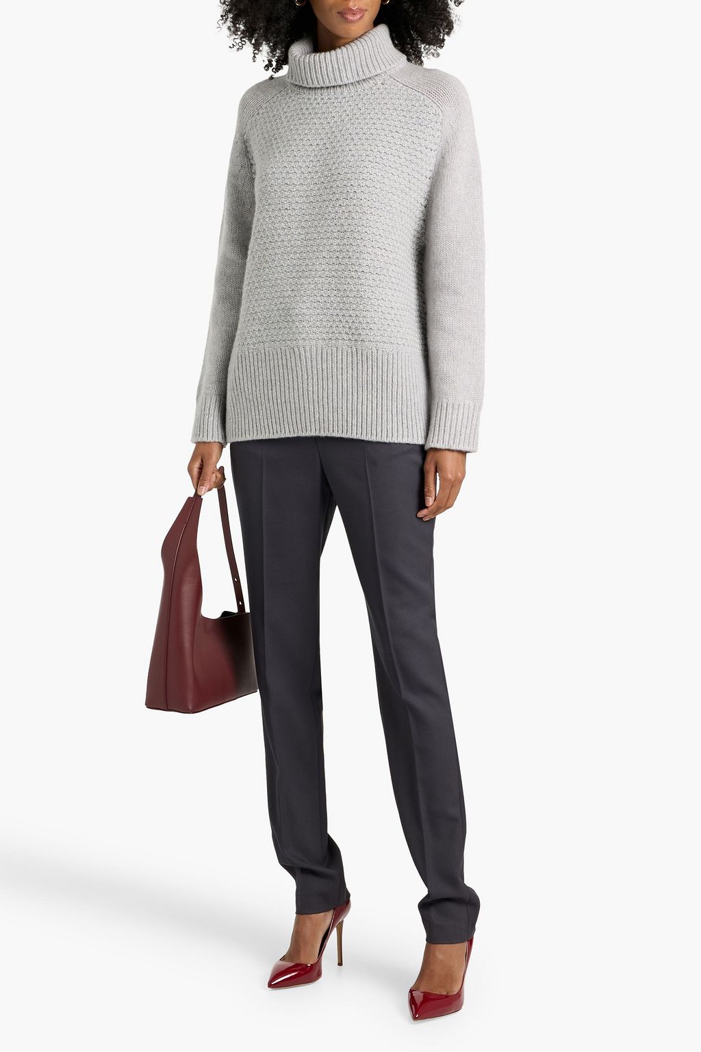 VERONICA DE PIANTE Francoise textured-knit cashmere turtleneck sweater