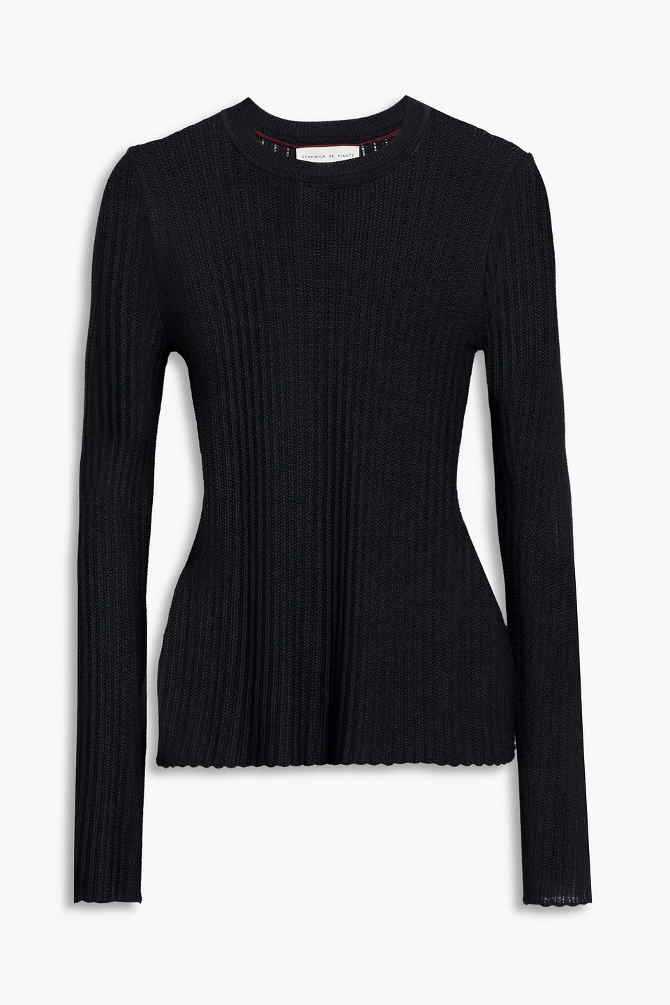 Veronica De Piante Caroline Ribbed-knit Sweater In Black
