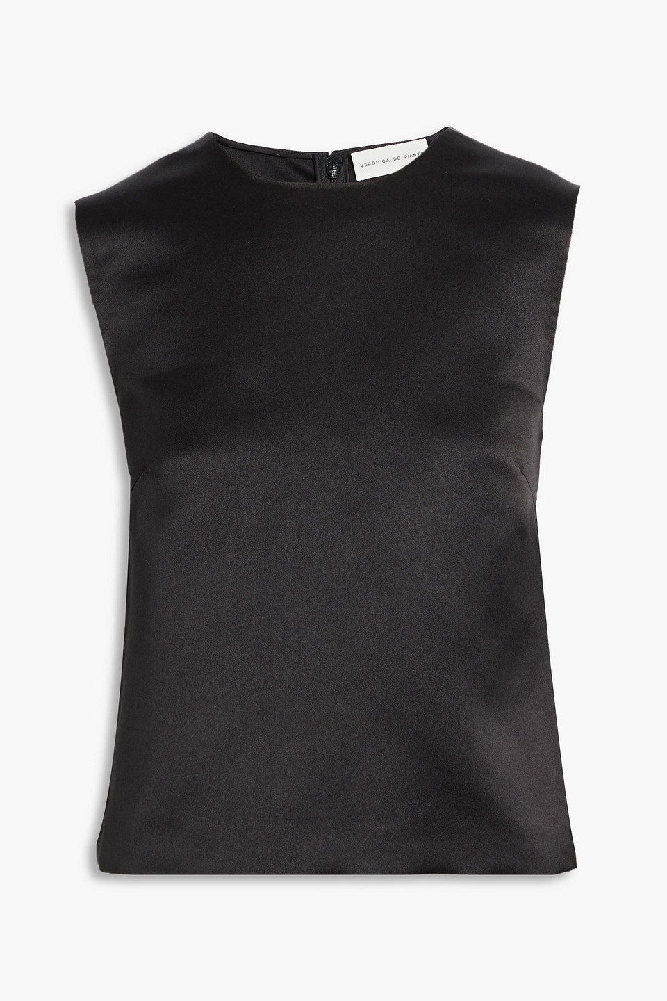 Veronica De Piante Allison Duchesse Silk-satin Top In Black