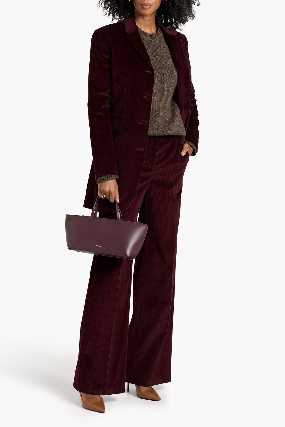 Veronica De Piante Aliyah Cotton-corduroy Blazer In Burgundy