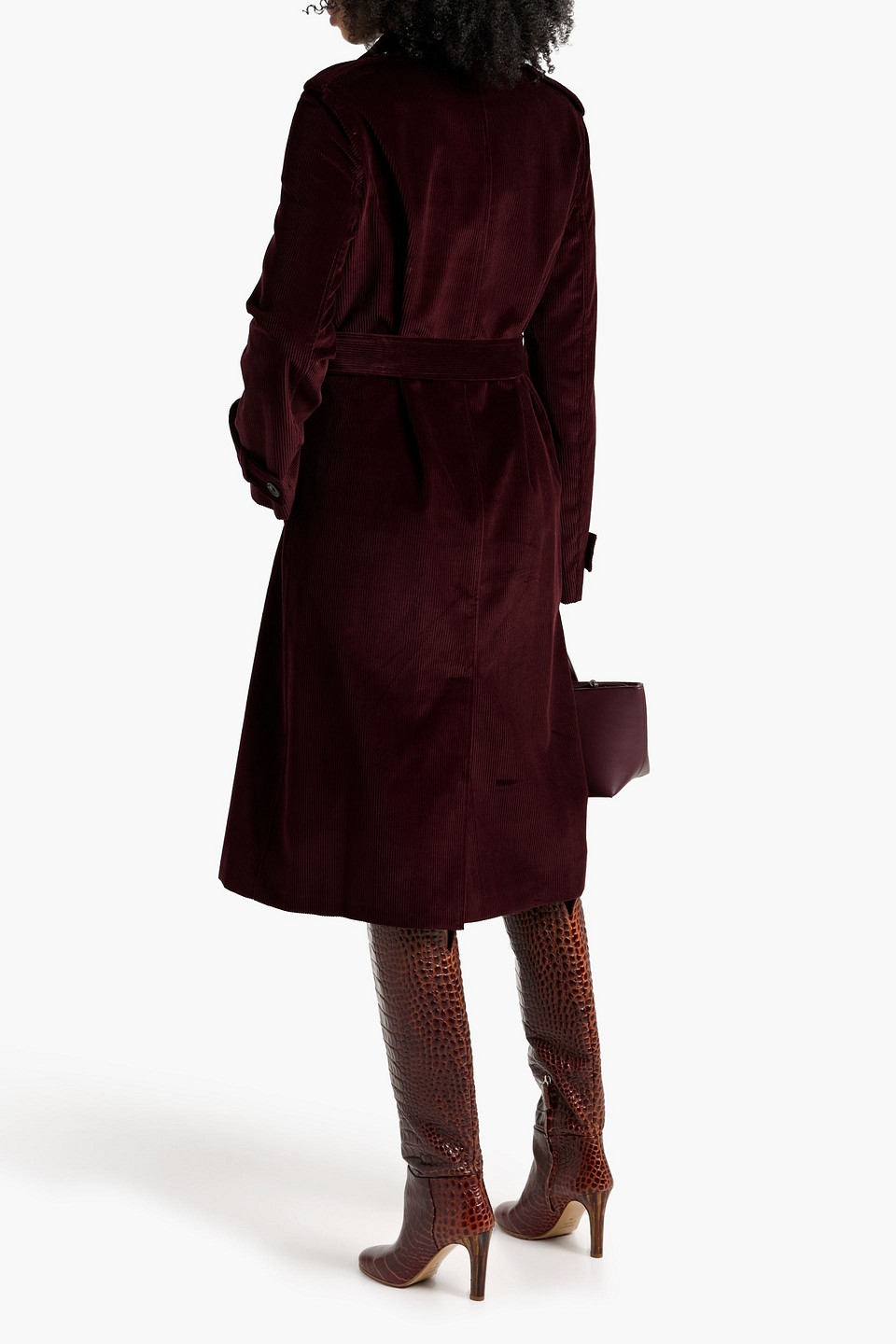 Veronica De Piante Bella Cotton-corduroy Trench Coat In Burgundy