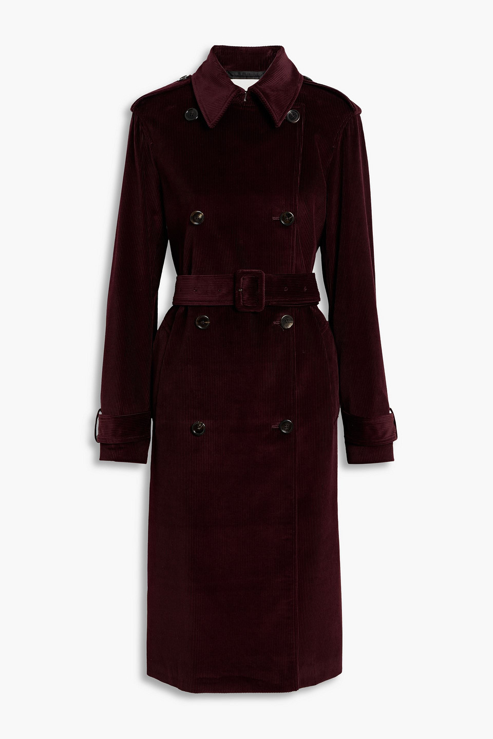 Veronica De Piante Bella Cotton-corduroy Trench Coat In Burgundy