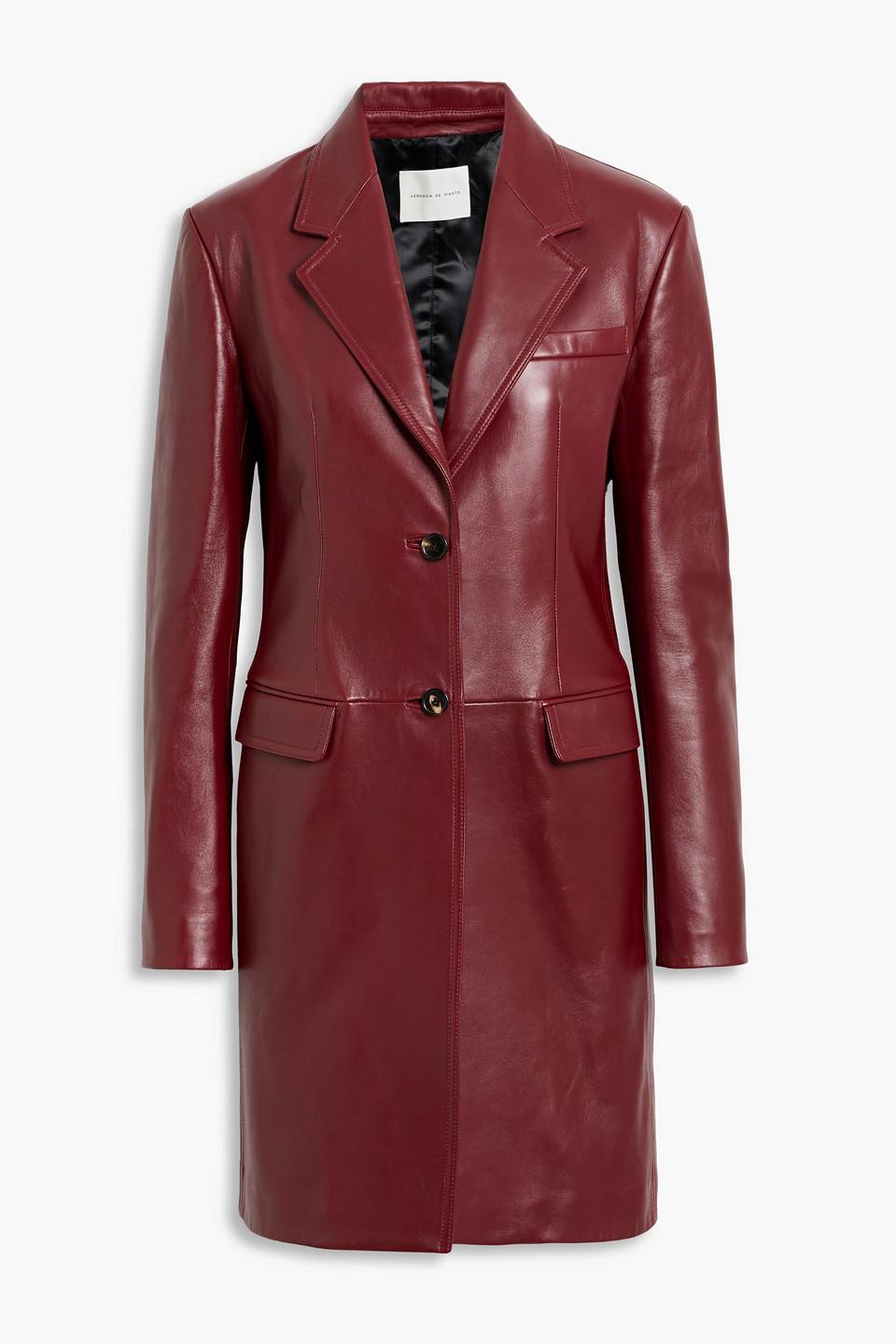 Veronica De Piante Stephanie Leather Coat In Burgundy