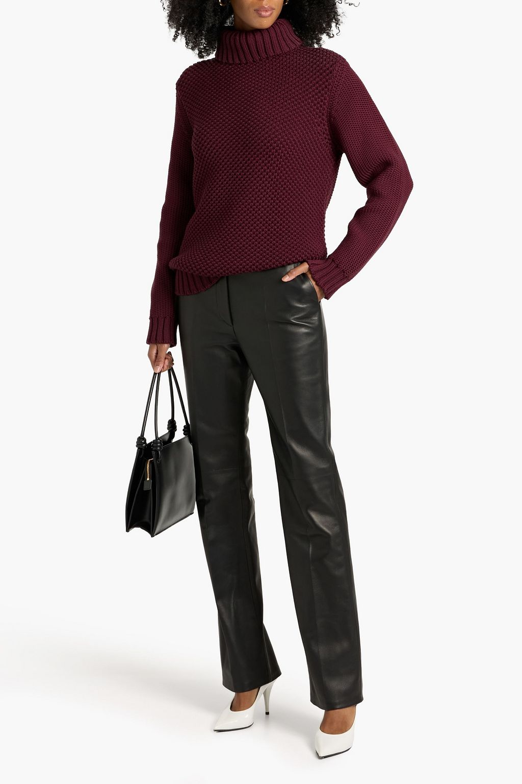VERONICA DE PIANTE Alba textured-knit merino wool turtleneck sweater