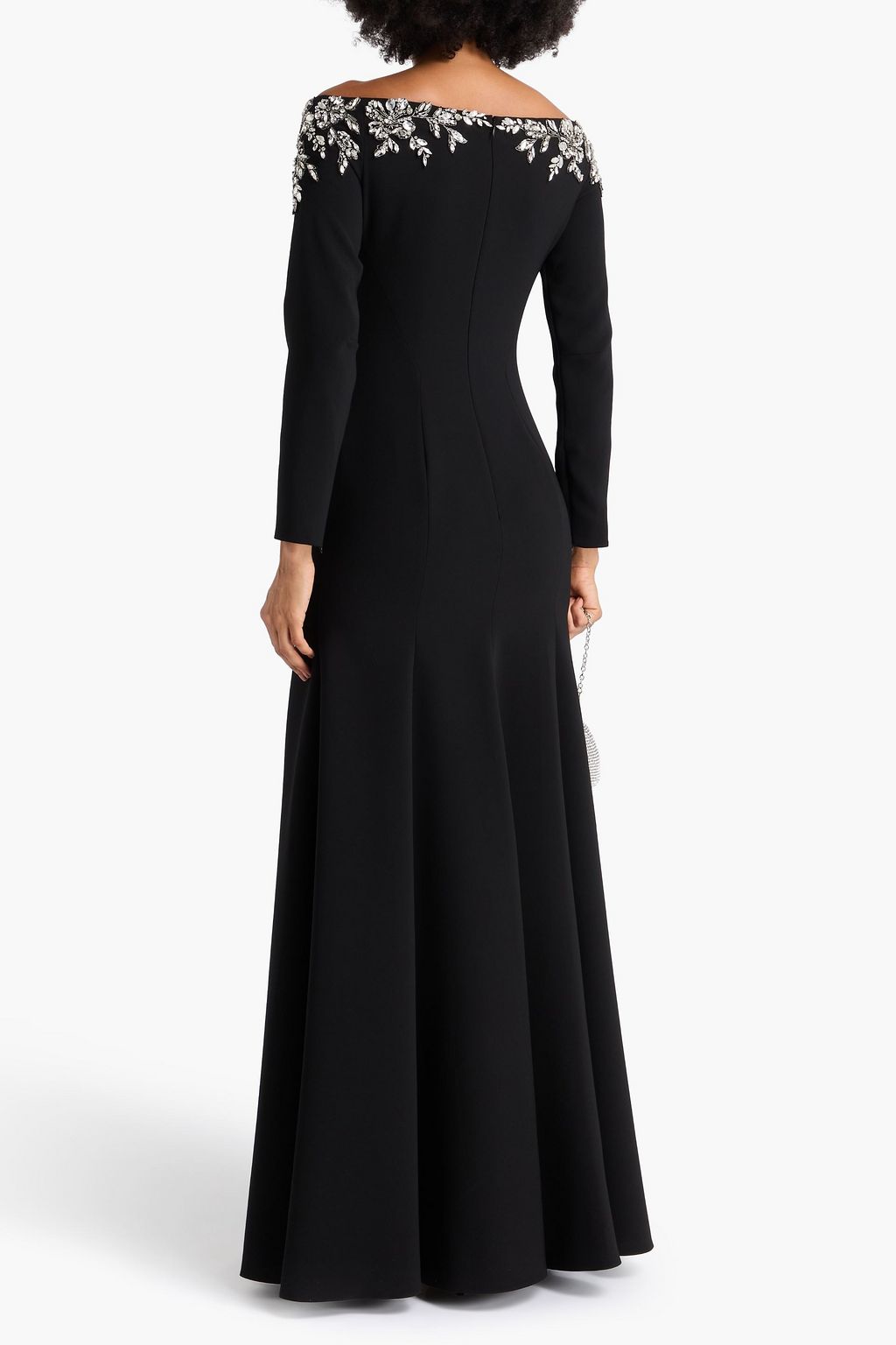 JENNY PACKHAM Off-the-shoulder embellished crepe gown