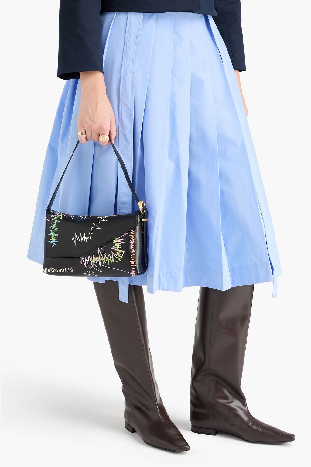 WANDLER حقيبة كتف "أوسكار باجيت" من الجلد بتصميم مطرّز