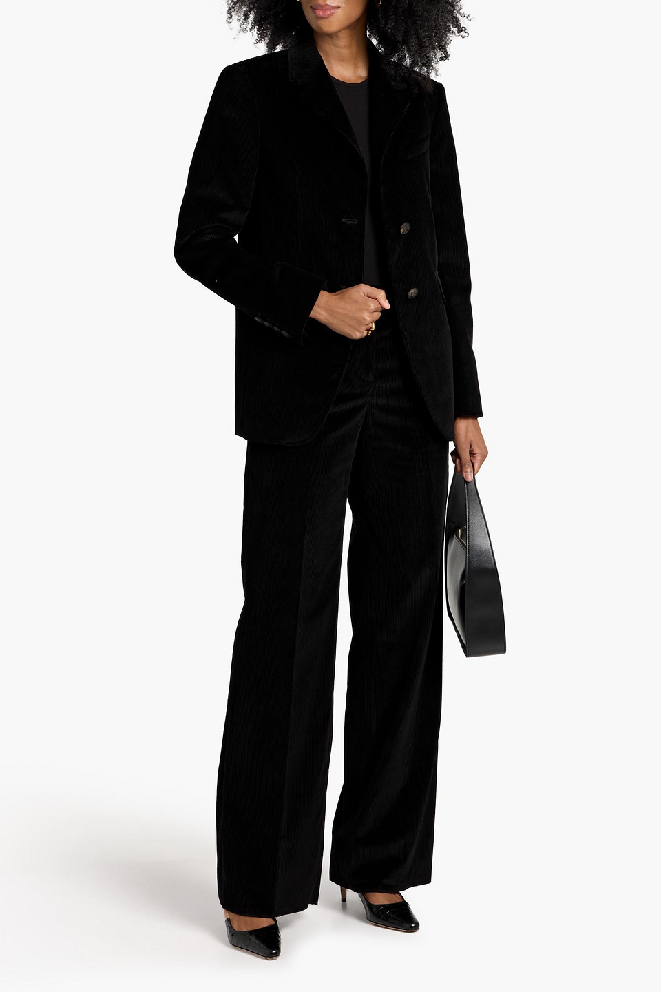 Veronica De Piante Enrico Cotton-corduroy Blazer In Black