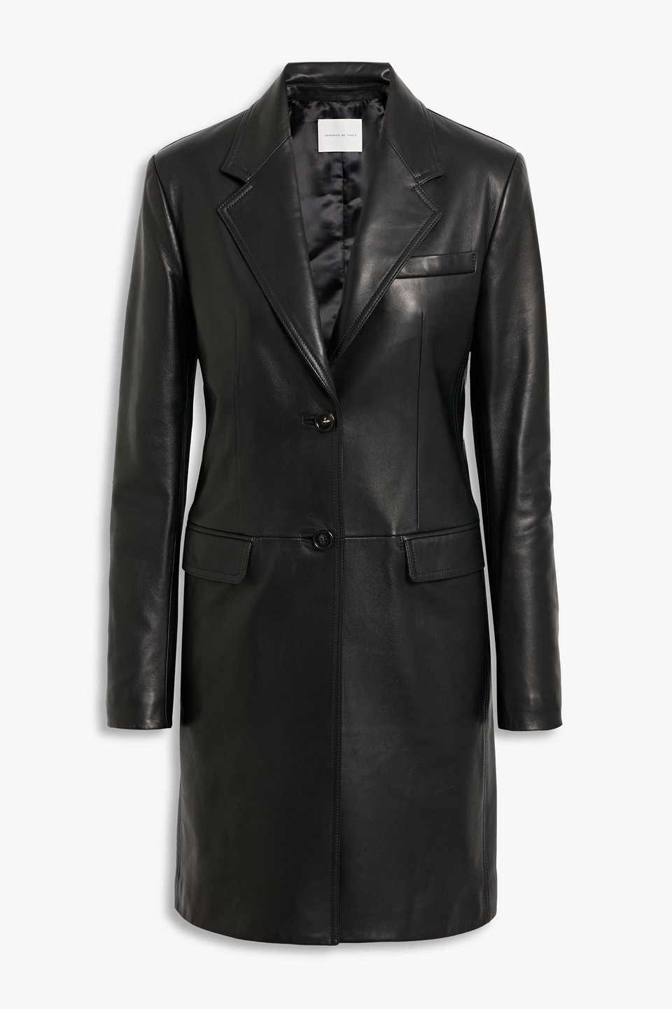 Veronica De Piante Stephanie Leather Coat In Black