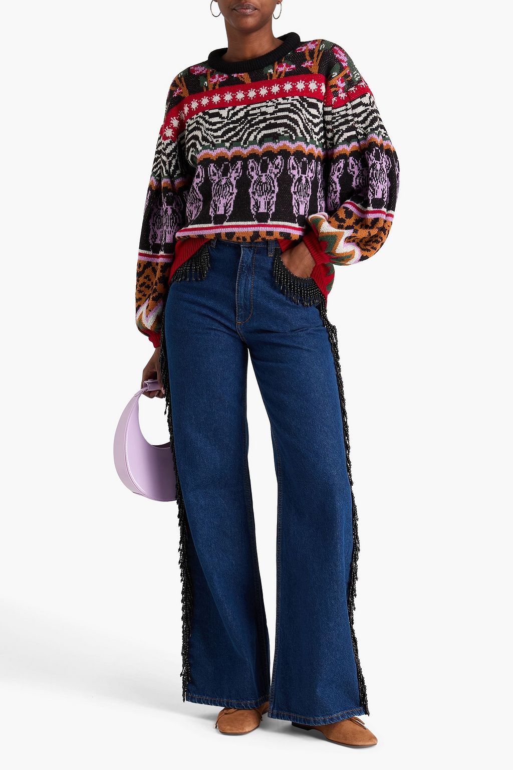 FARM RIO Jacquard-knit sweater