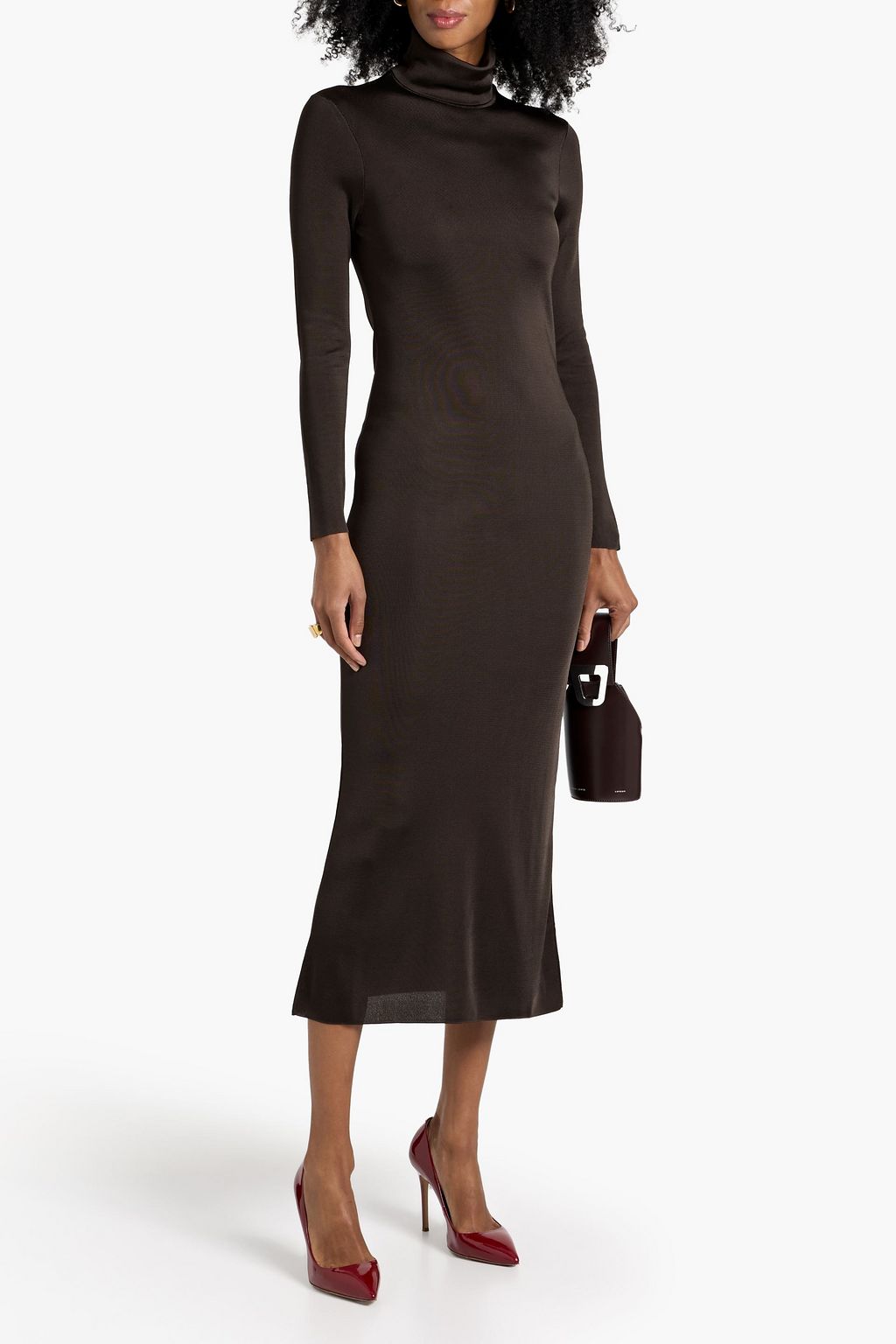 VERONICA DE PIANTE Viola stretch-knit turtleneck midi dress