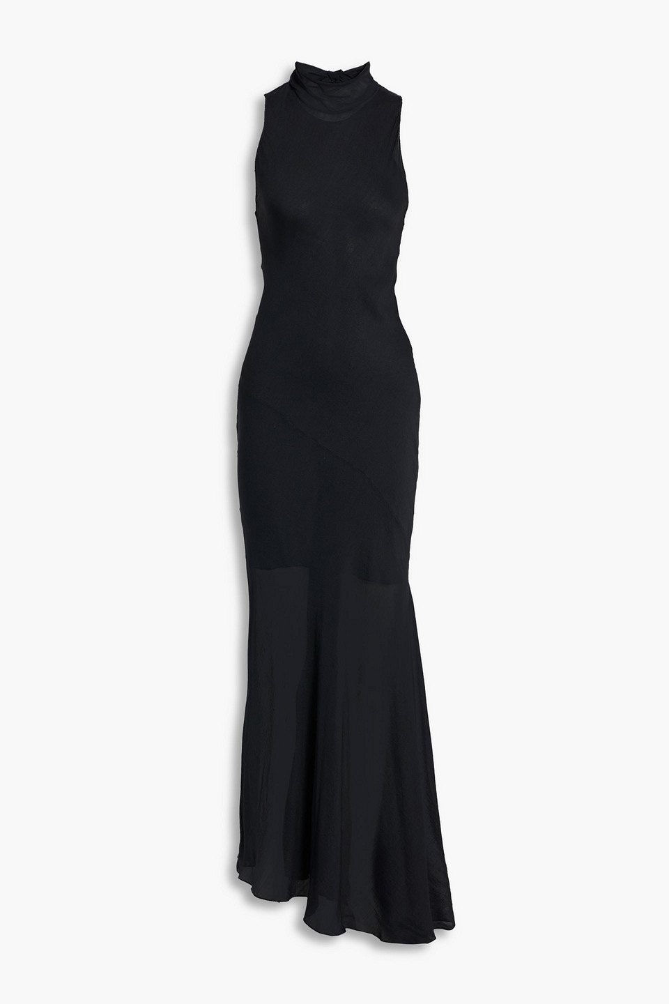 Veronica De Piante Christy Wool And Silk-blend Georgette Gown In Black