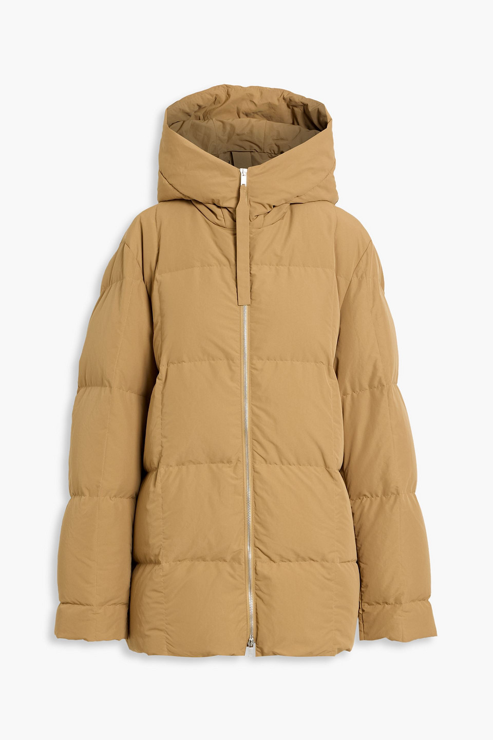 Jil Sander Quilted Shell Hooded Down Coat In Yellow