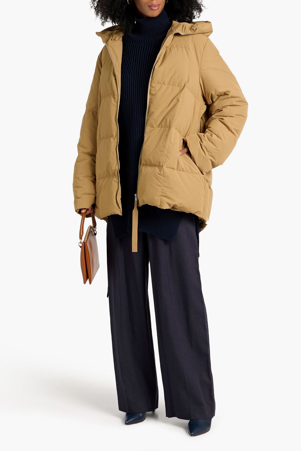 JIL SANDER Quilted shell hooded down coat