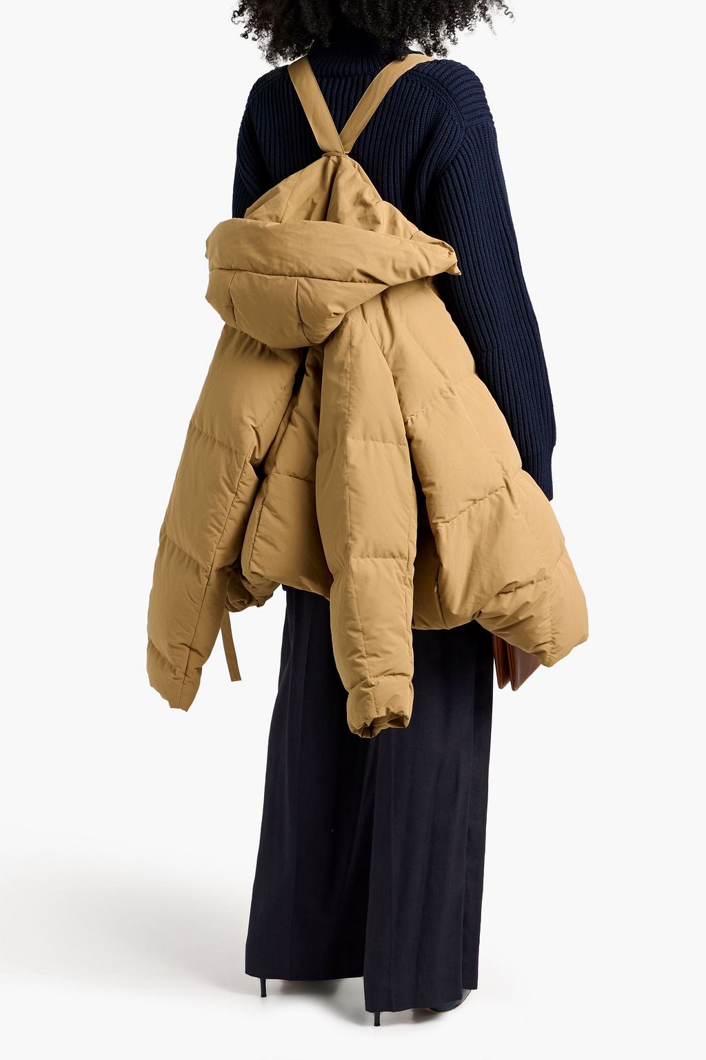 JIL SANDER Quilted shell hooded down coat