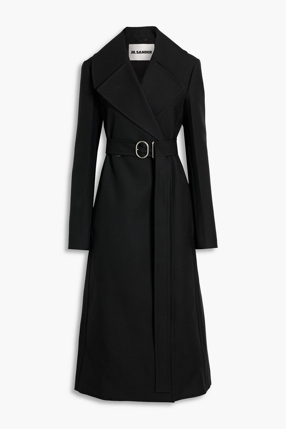Jil Sander Belted Wool-twill Trench Coat In Black