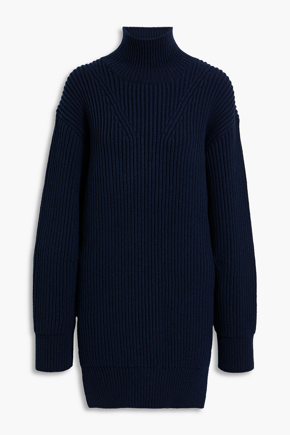 Jil Sander Ribbed Wool Turtleneck Sweater In Blue