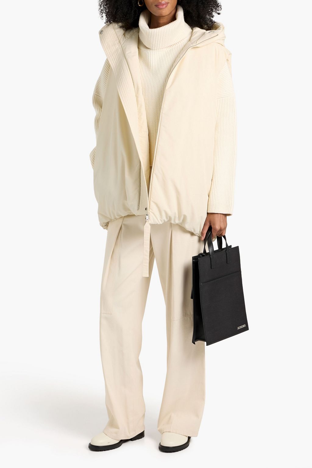 JIL SANDER Quilted shell hooded down vest