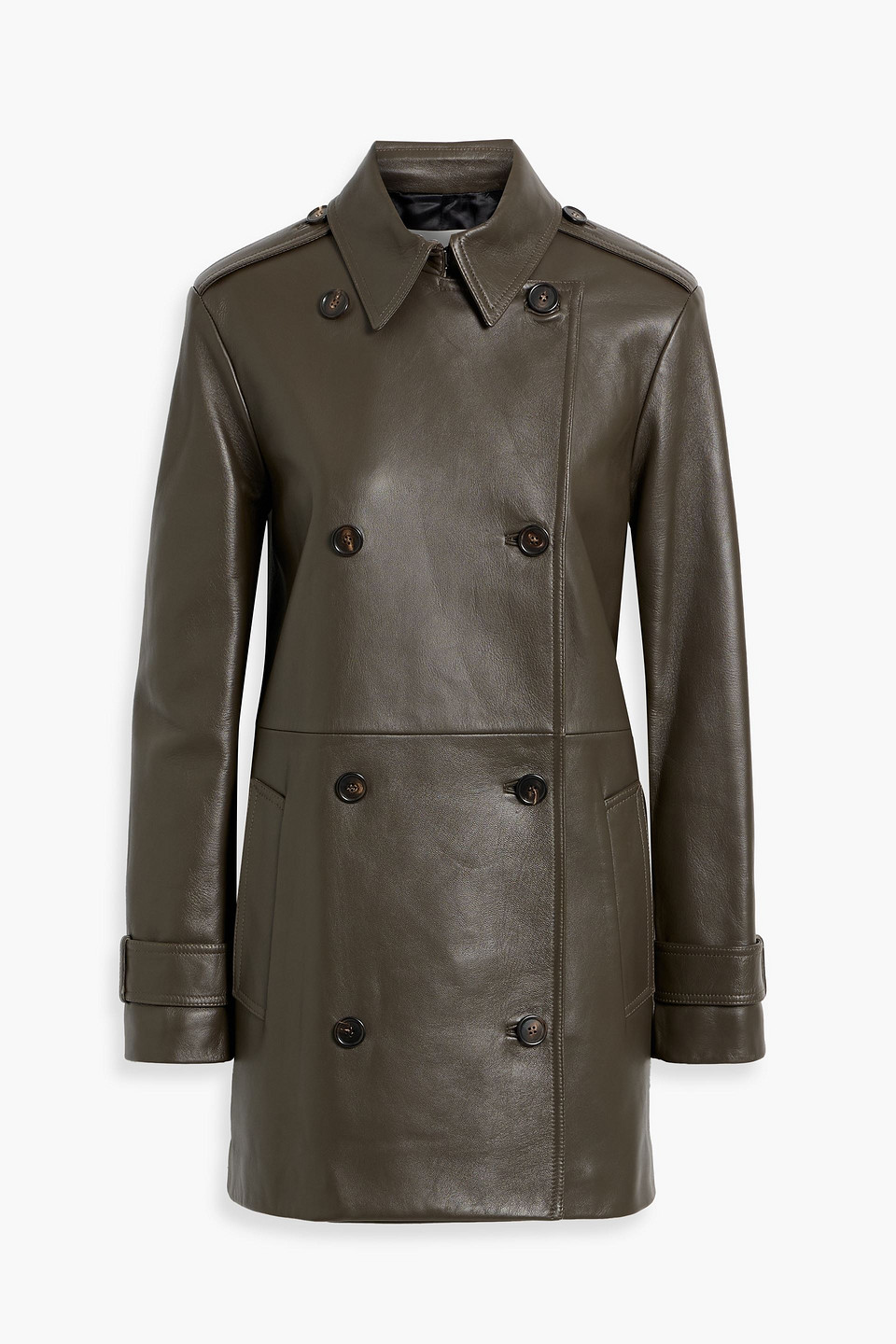 Veronica De Piante Charlotte Double-breasted Leather Trench Coat In Brown