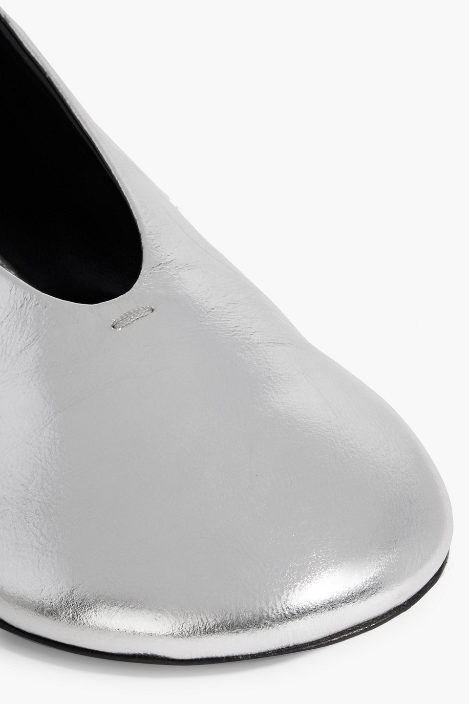 Jil Sander Metallic Leather Ballet Flats In Silver