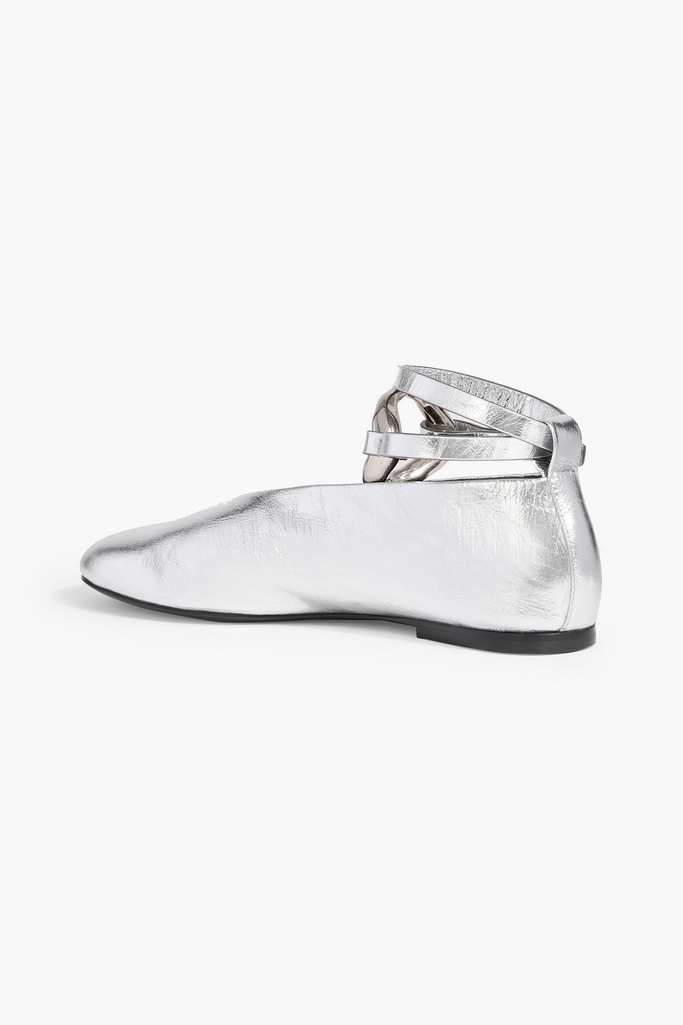 Jil Sander Metallic Leather Ballet Flats In Silver