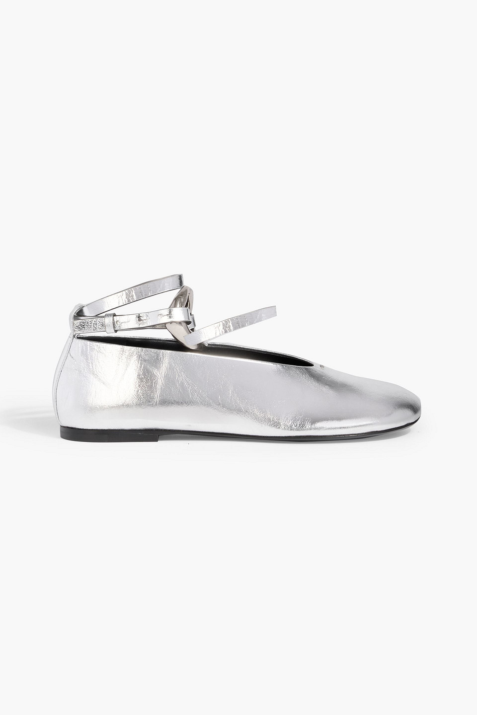 Jil Sander Metallic Leather Ballet Flats In Silver