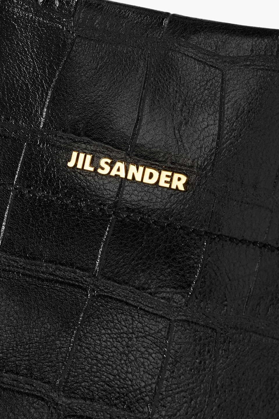 Jil Sander Croc-effect Leather Tote In Black