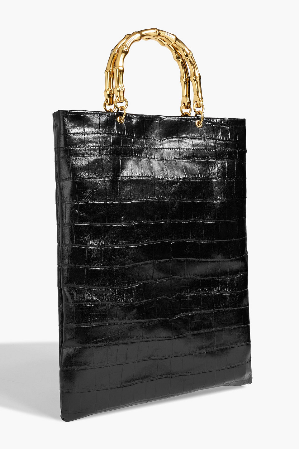 Jil Sander Croc-effect Leather Tote In Black
