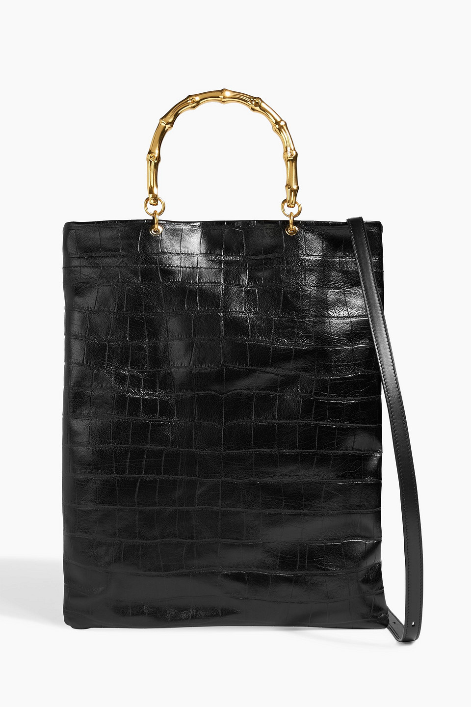 Jil Sander Croc-effect Leather Tote In Black