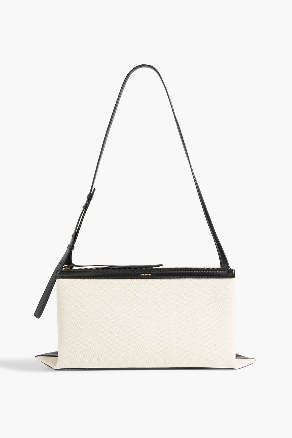 Jil Sander Leather And Canvas Shoulder Bag In Sand