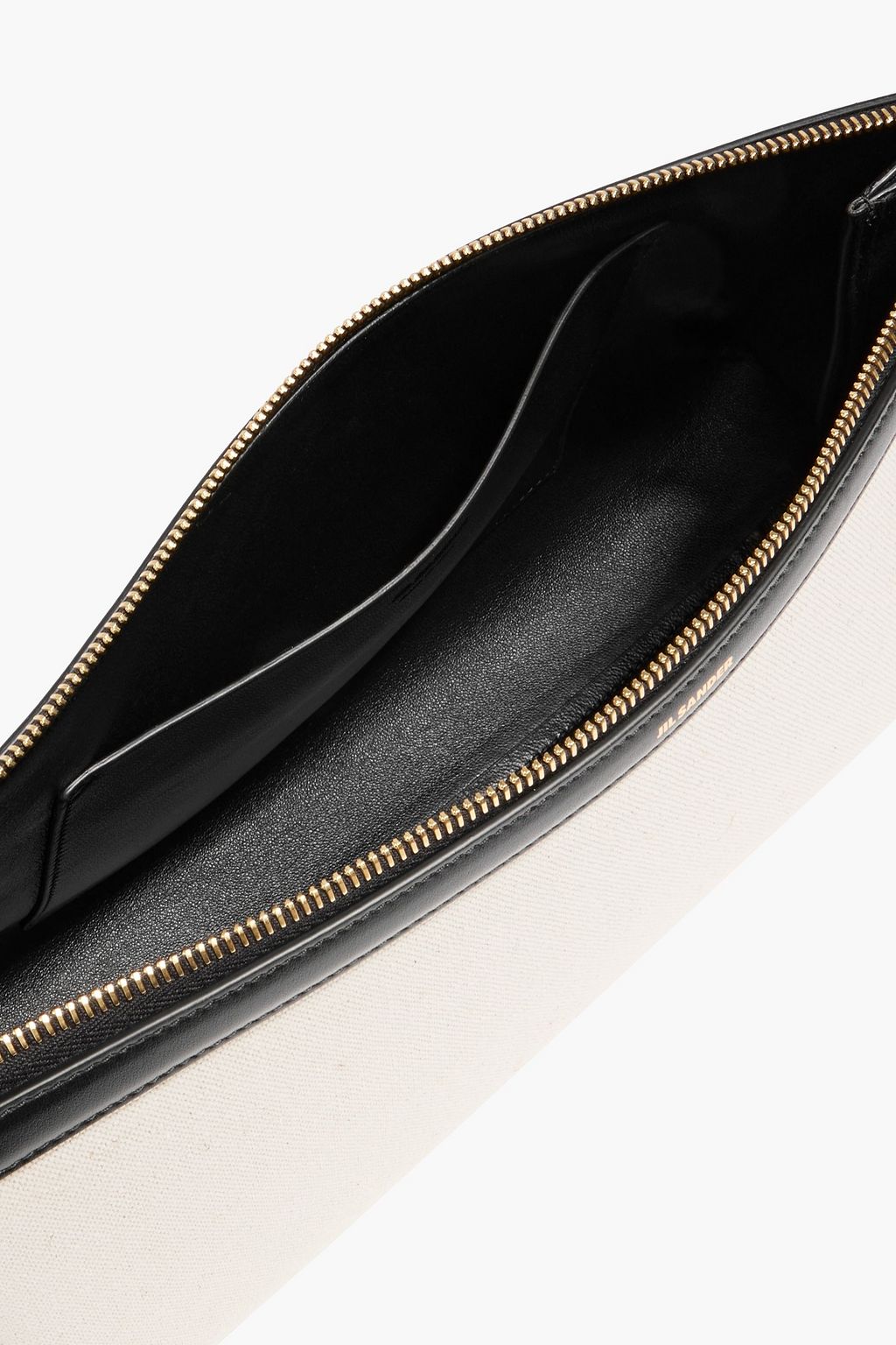 JIL SANDER Leather and canvas shoulder bag